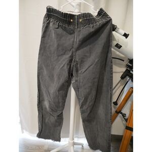 vintage gray acid wash elastic waist baggy pants raw hem streetwear